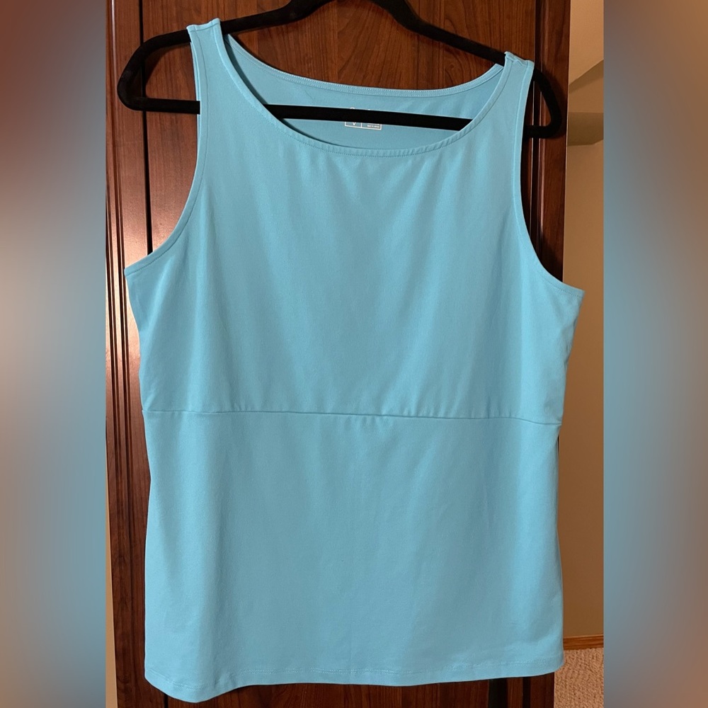 XL Eddie Bauer turquoise sleeveless tank with empire waist